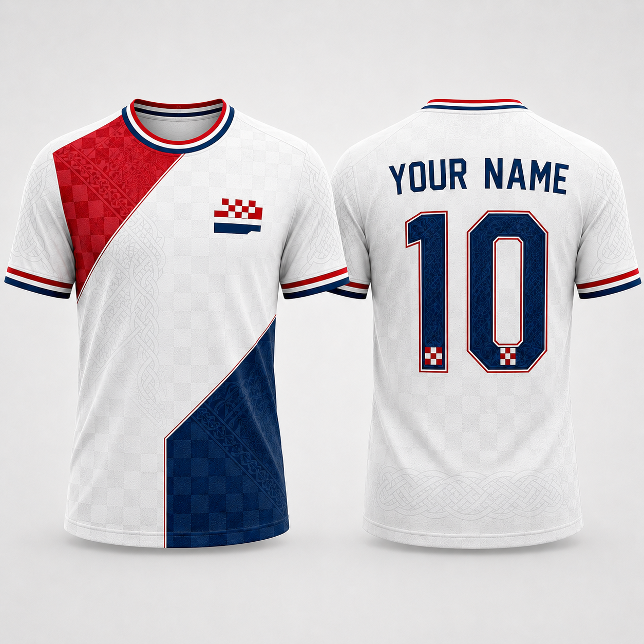 Croatian Checkerboard Interlace V-Neck For Men Football Lover, Croatia Soccer Fan Gift