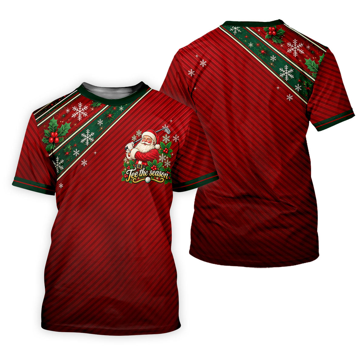 Tee The Season Santa Christmas Golf Shirt, Mens Golf Apparel, Golf Gifts For Men