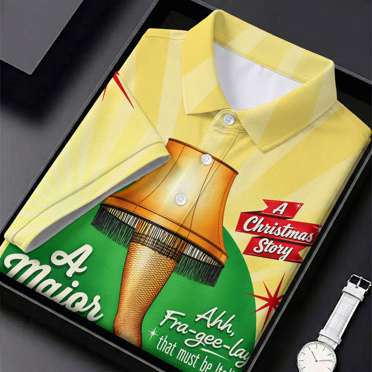 Leg Lamp Major Award Christmas Golf Shirt, Mens Golf Shirts, Funny Mens Golf Shirts