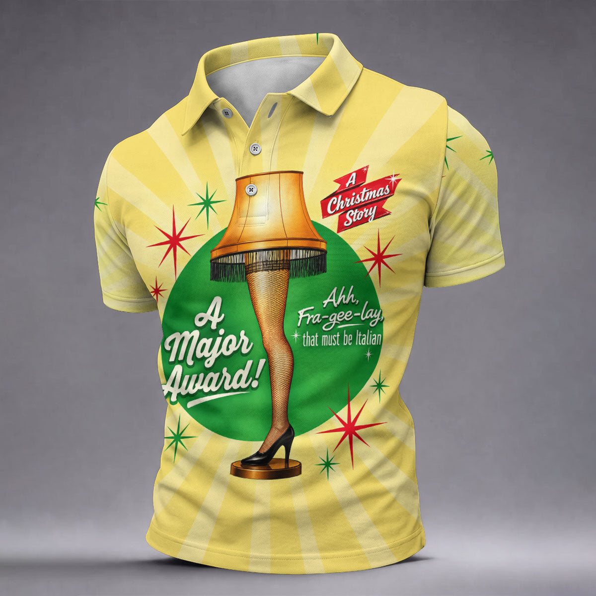 Leg Lamp Major Award Christmas Golf Shirt, Mens Golf Shirts, Funny Mens Golf Shirts