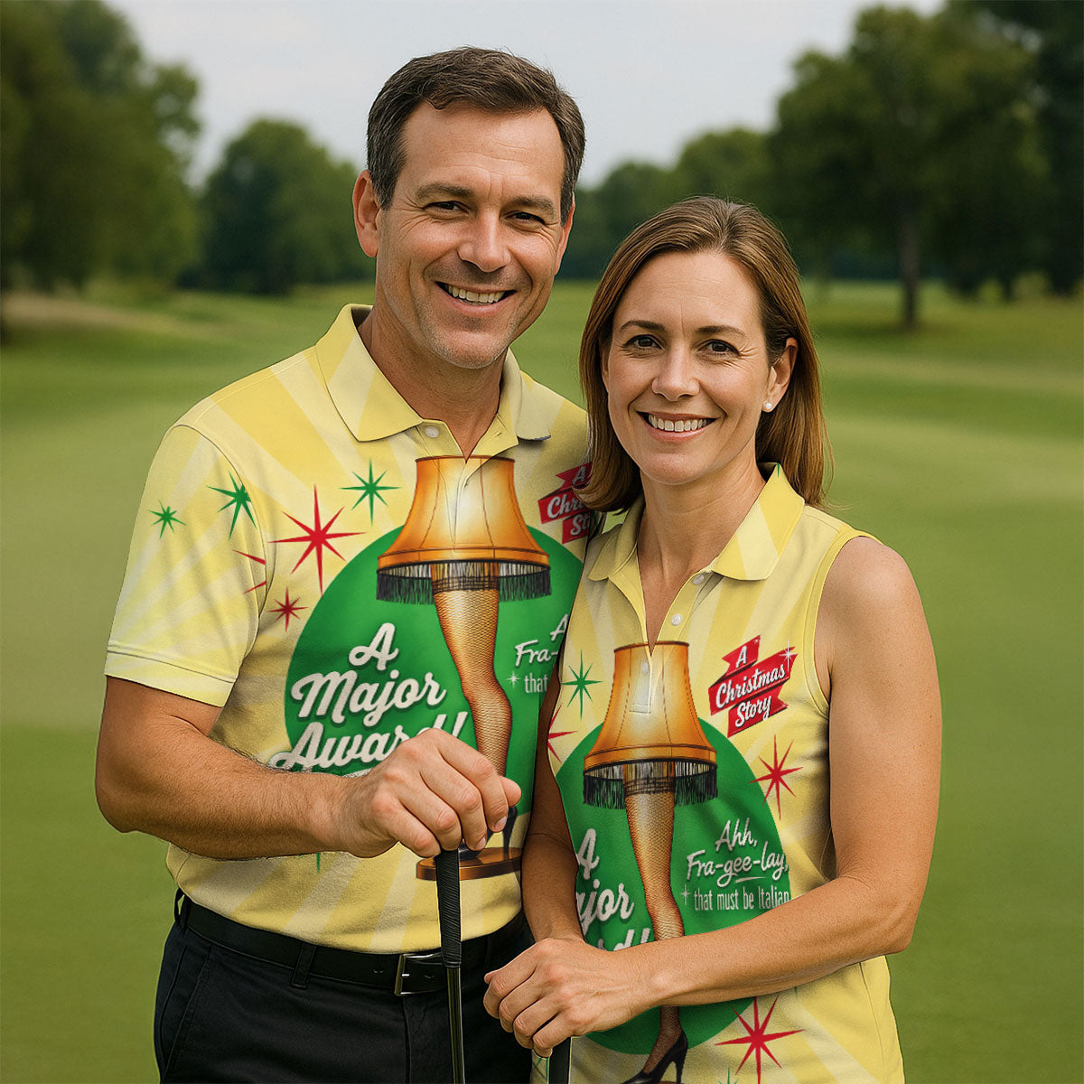 Leg Lamp Major Award Christmas Golf Shirt, Mens Golf Shirts, Funny Mens Golf Shirts