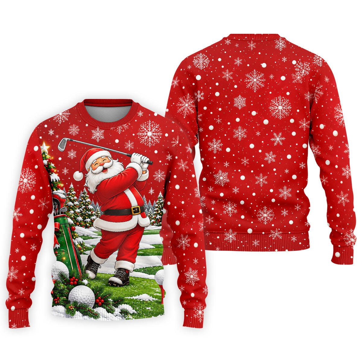 Red Santa Golf Swing Christmas Golf Shirt, Printed Golf Shirts, Mens Golf Apparel