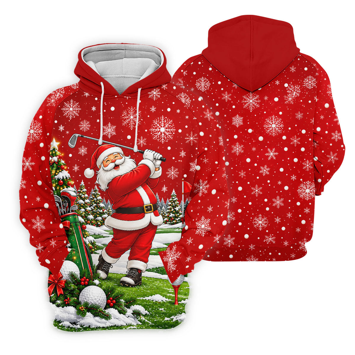 Red Santa Golf Swing Christmas Golf Shirt, Ladies Golf Shirts, Printed Golf Shirt