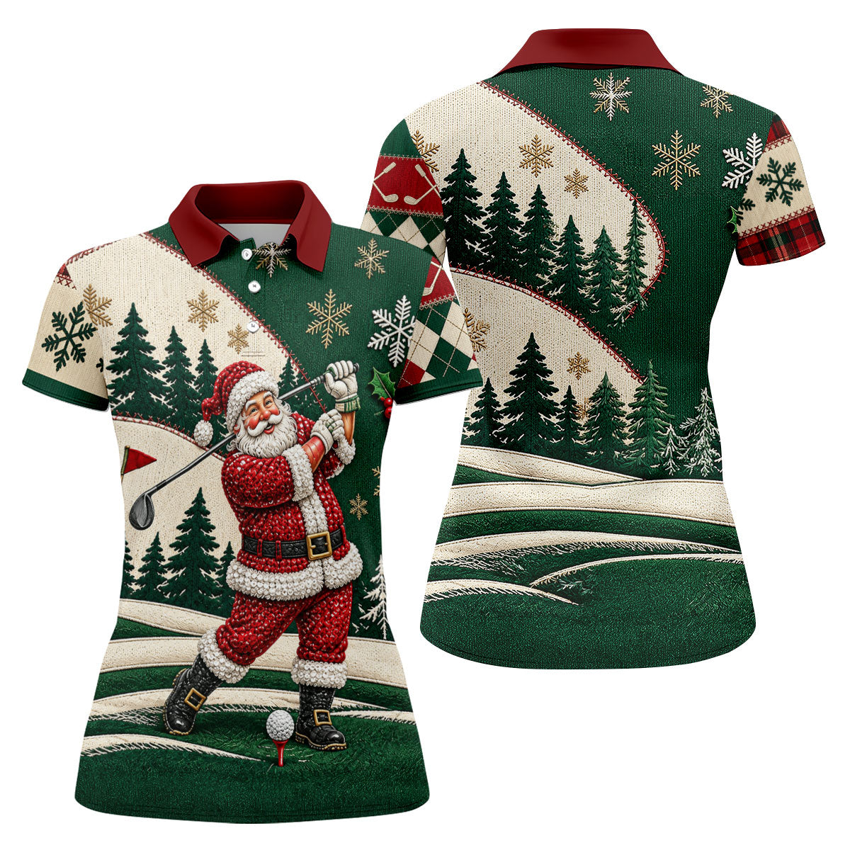 Santa Golf Swing Christmas Golf Polo, Women's Sleeveless Golf Shirt, Womens Golf Tops