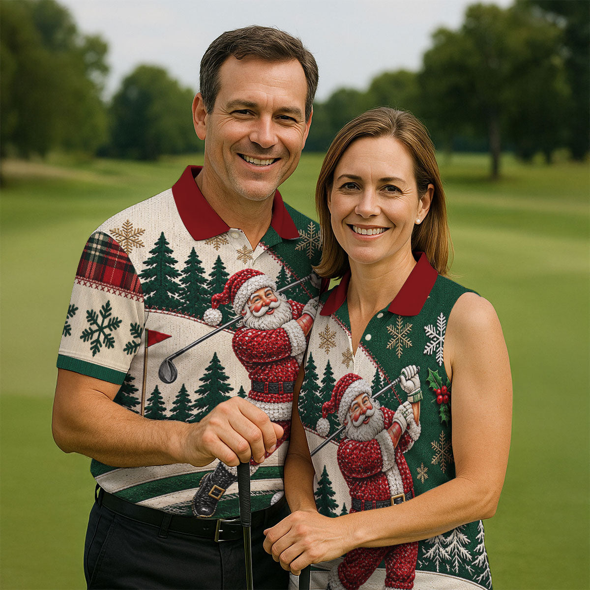 Santa Golf Swing Christmas Golf Polo, Long Sleeve Polo Shirts, Polo Shirts For Men