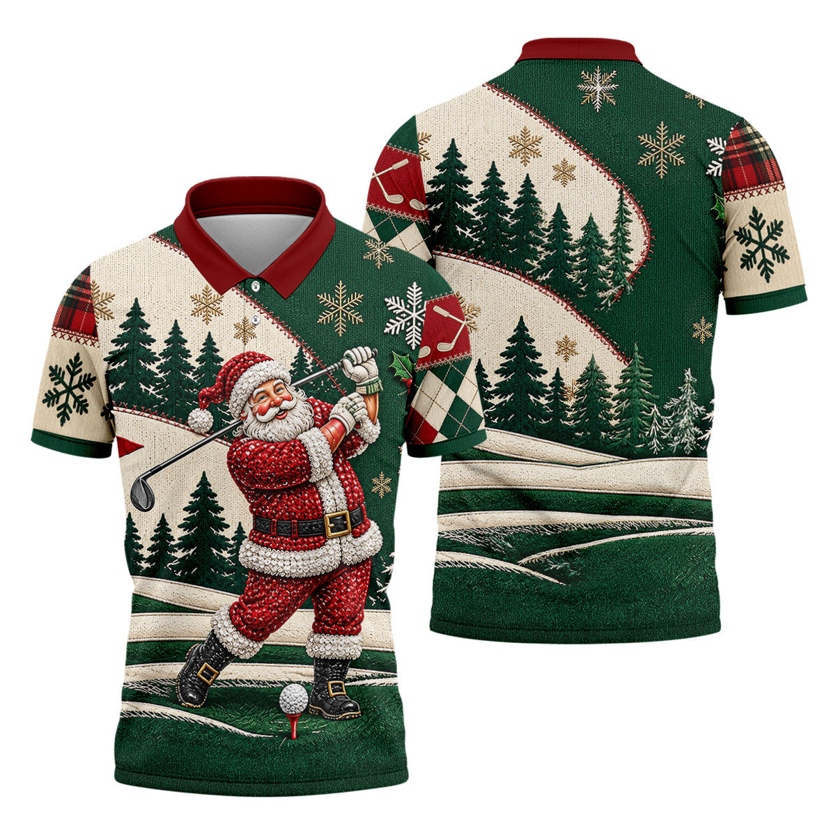 Santa Golf Swing Christmas Golf Polo, Long Sleeve Polo Shirts, Polo Shirts For Men