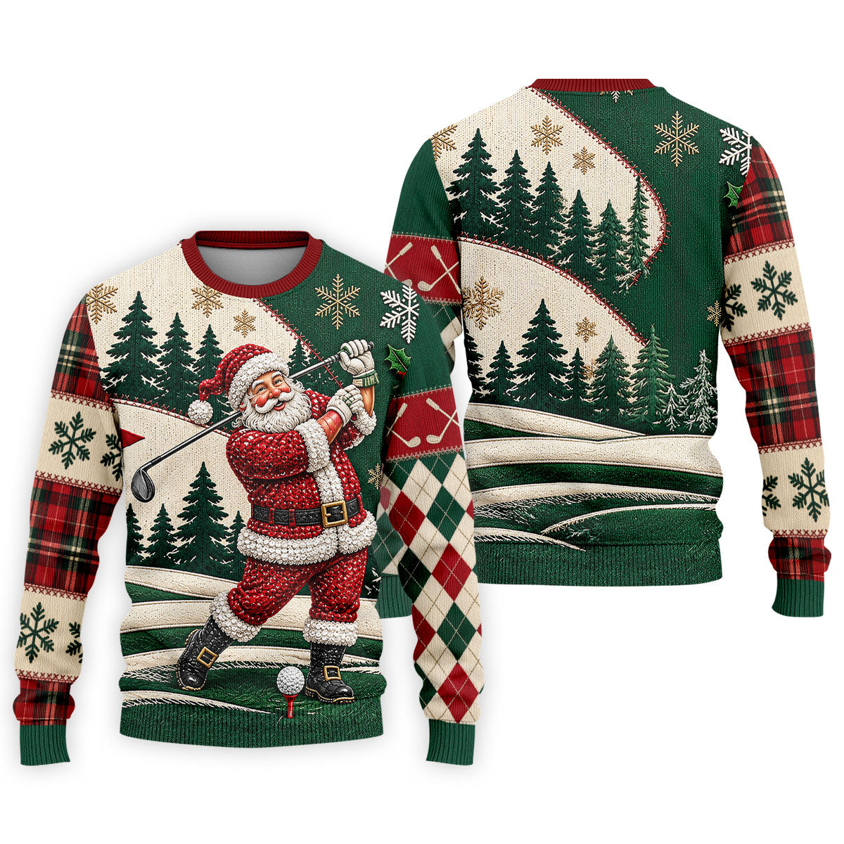 Santa Golf Swing Christmas Golf Polo, Long Sleeve Polo Shirts, Polo Shirts For Men