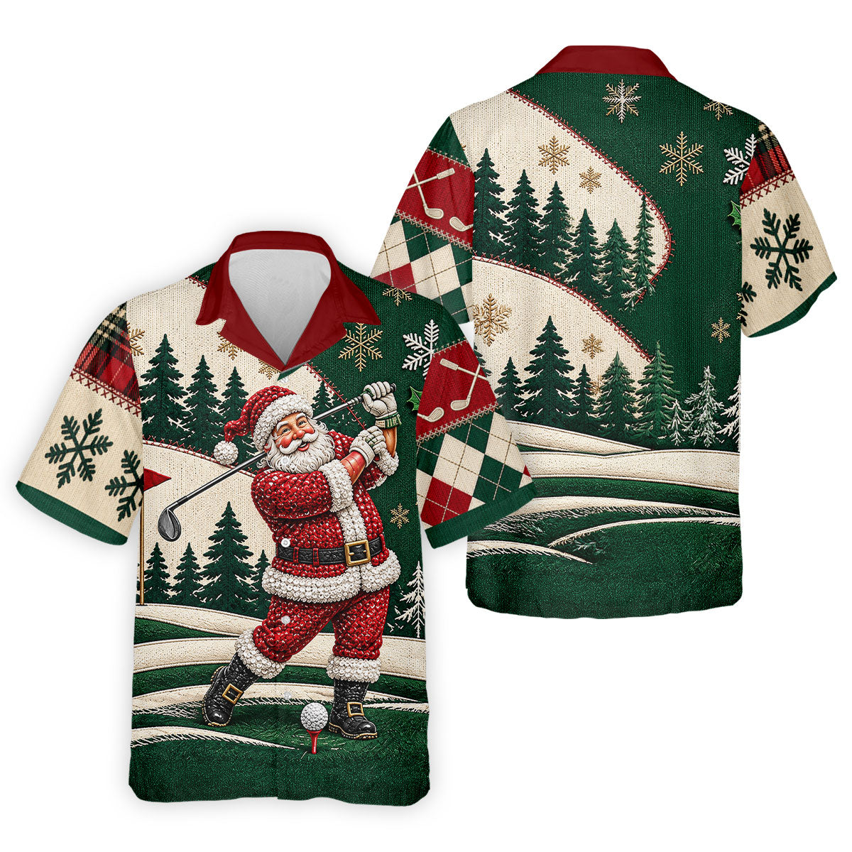 Santa Golf Swing Christmas Golf Polo, Long Sleeve Polo Shirts, Polo Shirts For Men