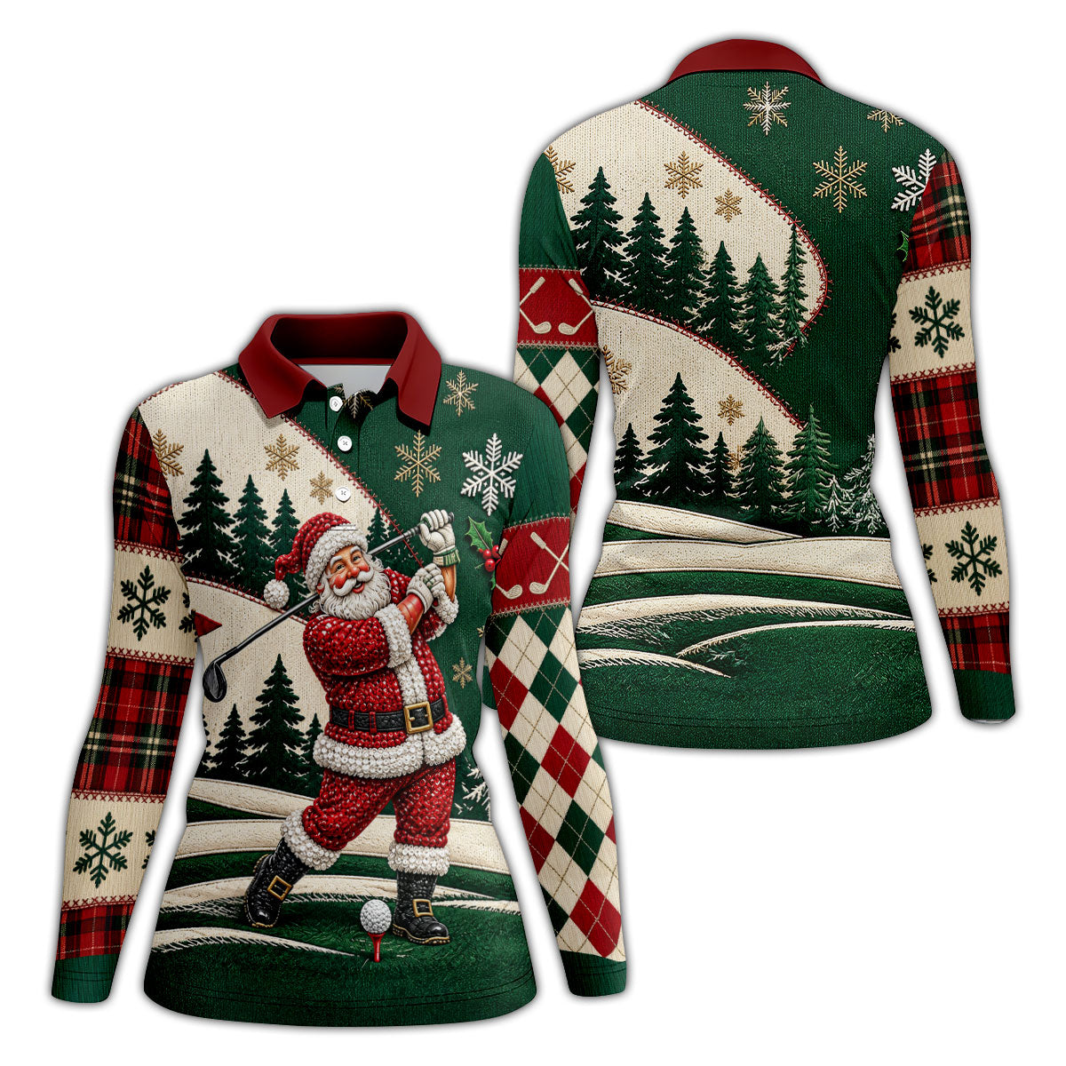Santa Golf Swing Christmas Golf Polo, Women's Sleeveless Golf Shirt, Womens Golf Tops