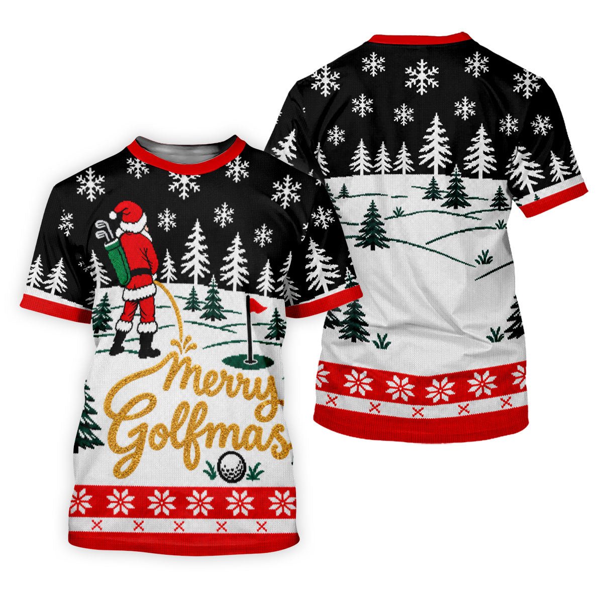 Black Merry Golfmas Christmas Golf Shirt, Golf Shirts For Women, Ladies Golf Shirt