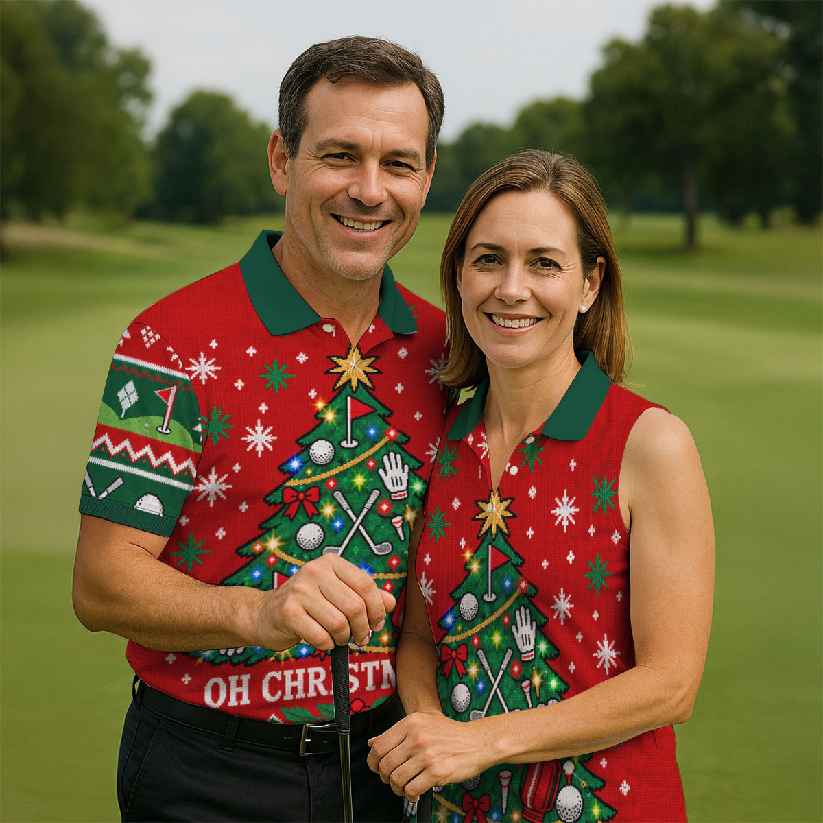 Oh Christmas Tee Christmas Golf Shirt, Mens Golf Apparel, Mens Holiday Golf Shirts