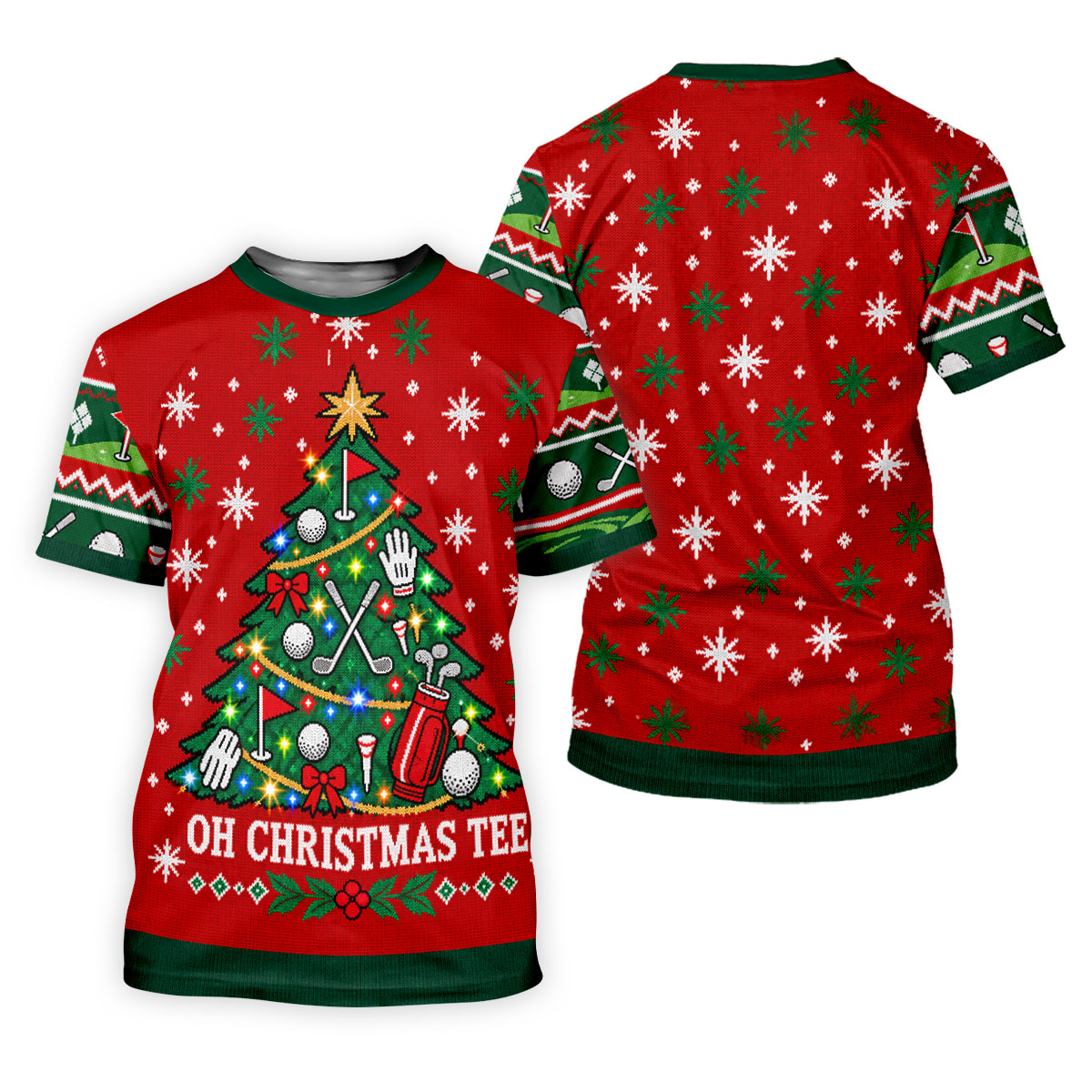 Oh Christmas Tee Christmas Golf Shirt, Mens Golf Apparel, Mens Holiday Golf Shirts