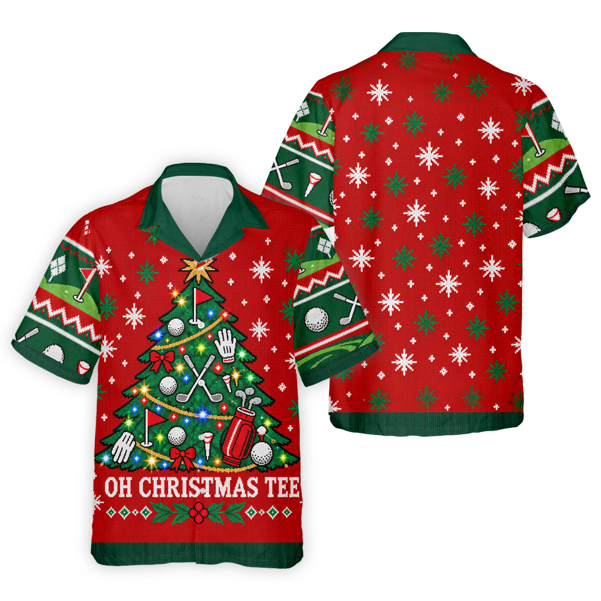 Oh Christmas Tee Christmas Golf Shirt, Mens Golf Apparel, Mens Holiday Golf Shirts