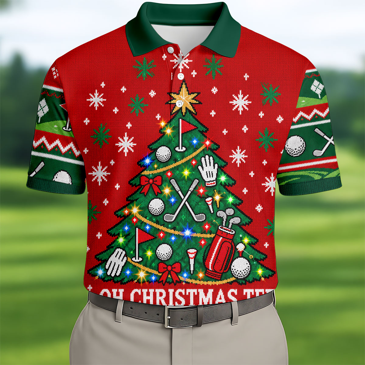 Oh Christmas Tee Christmas Golf Shirt, Mens Golf Apparel, Mens Holiday Golf Shirts