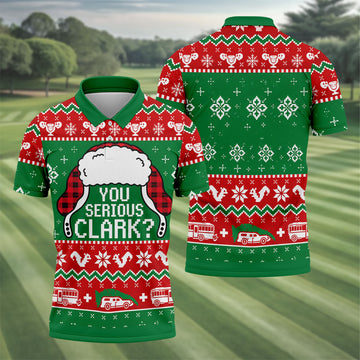 You Serious Clark Christmas Golf Shirt, Golf Shirts For Men, Funny Mens Golf Shirts