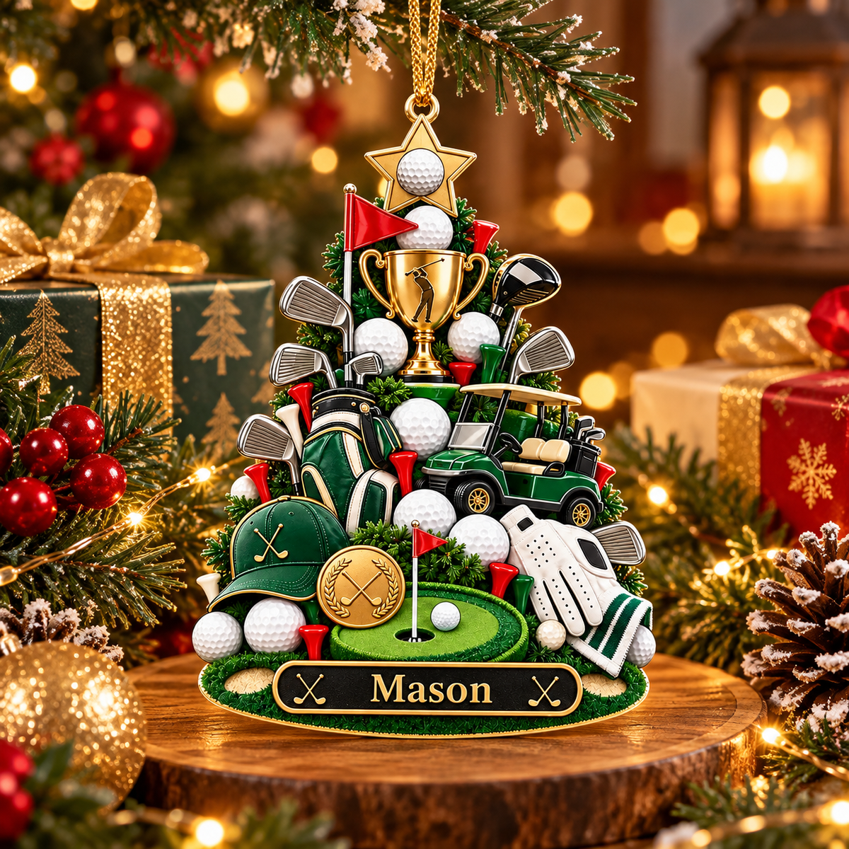 Custom Name Golf Christmas Tree Acrylic Ornament, Christmas Gifts, Golf Lover Gifts
