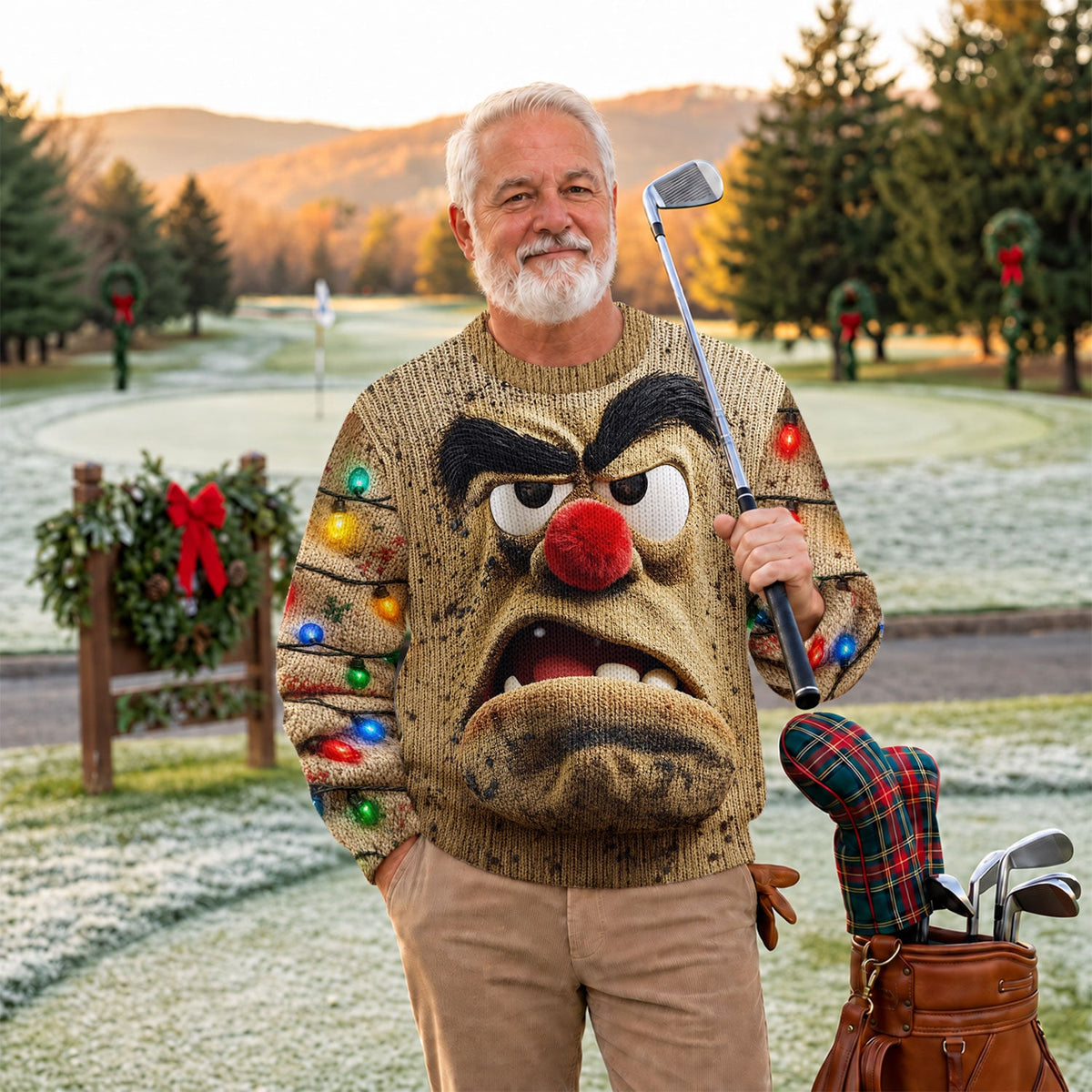 Grumpy Face Ugly Christmas Sweater, Christmas Party Outfit, Holiday Party Sweater