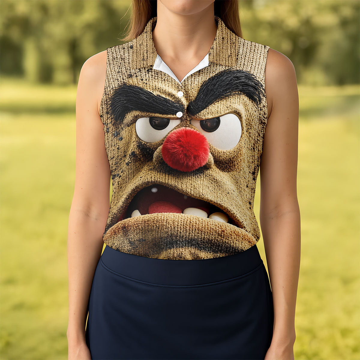Grumpy Reindeer Lights Christmas Golf Polo, Golf Tops For Women, Women's Golf Polo