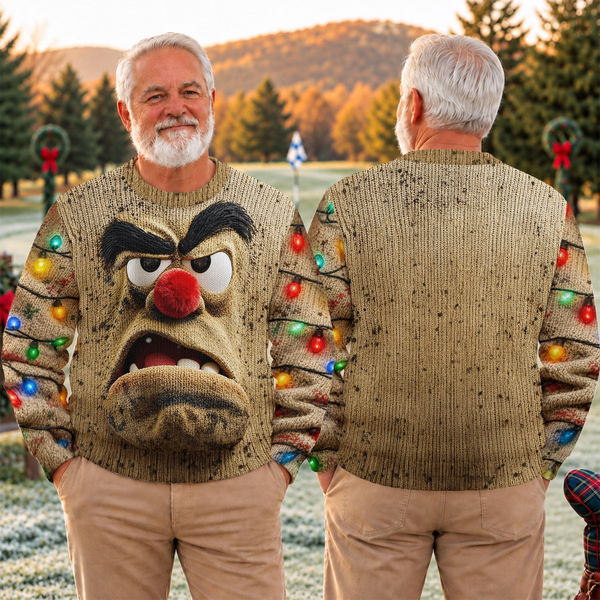 Grumpy Face Ugly Christmas Sweater, Christmas Party Outfit, Holiday Party Sweater