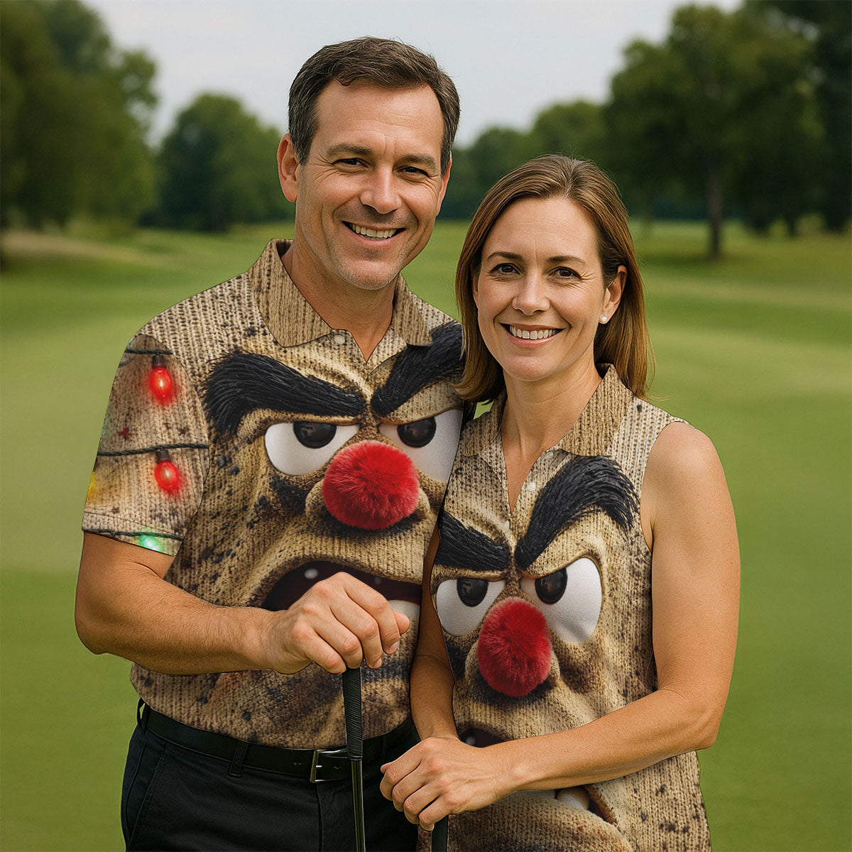 Grumpy Reindeer Lights Christmas Golf Polo, Mens Golf Apparel, Polo Shirts For Men