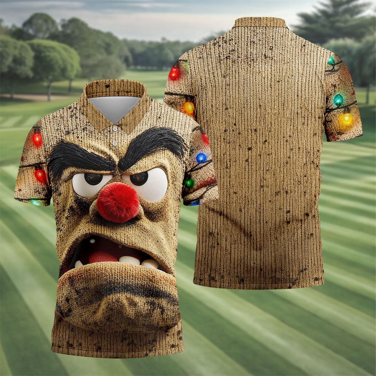 Grumpy Reindeer Lights Christmas Golf Polo, Mens Golf Apparel, Polo Shirts For Men