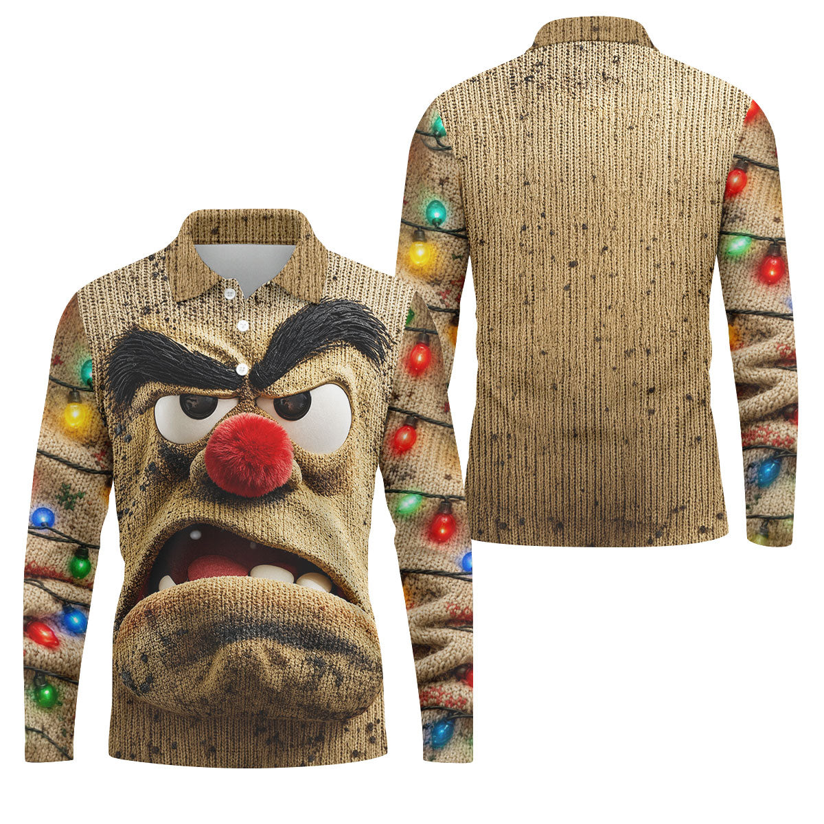 Grumpy Reindeer Lights Christmas Golf Polo, Mens Golf Apparel, Polo Shirts For Men
