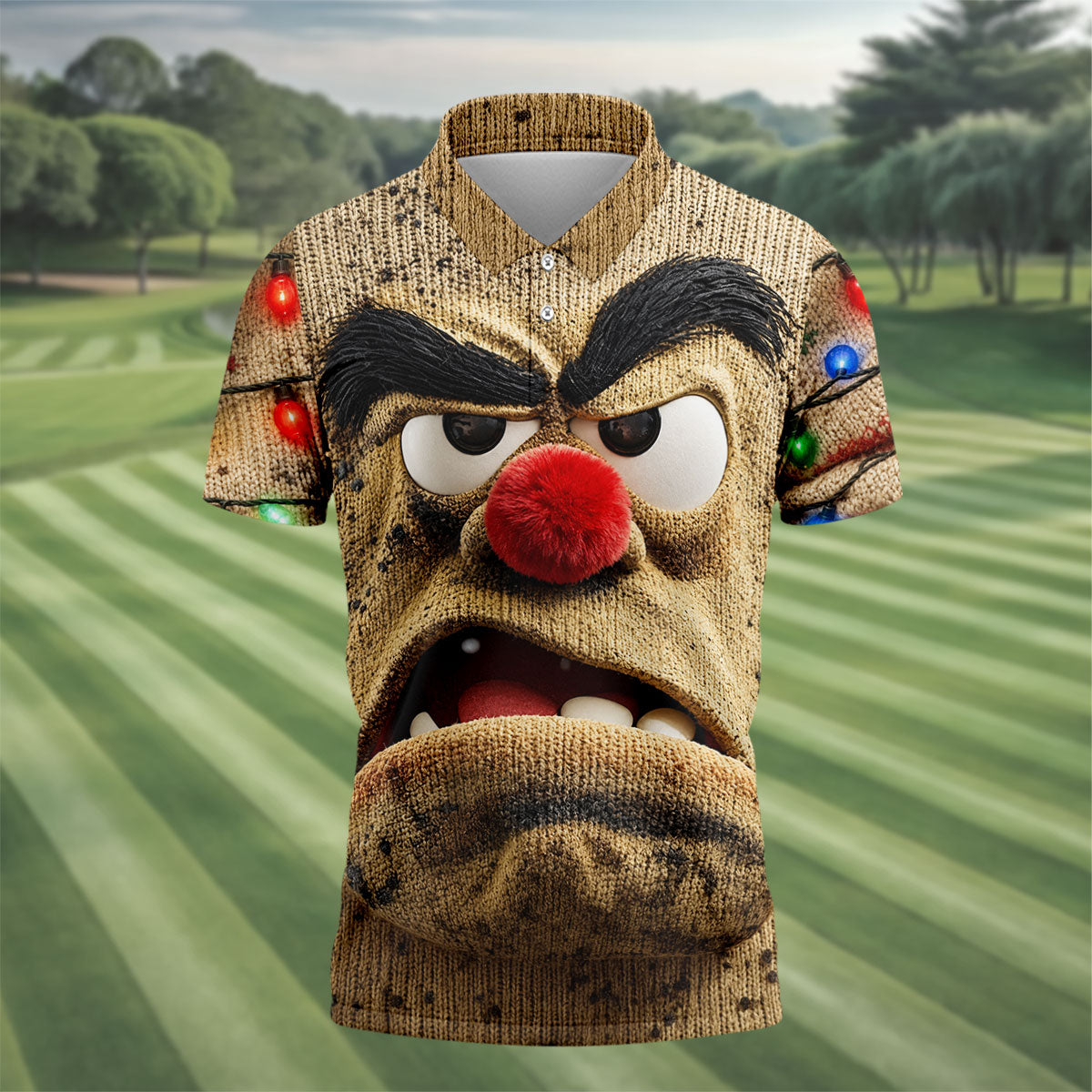 Grumpy Reindeer Lights Christmas Golf Polo, Mens Golf Apparel, Polo Shirts For Men