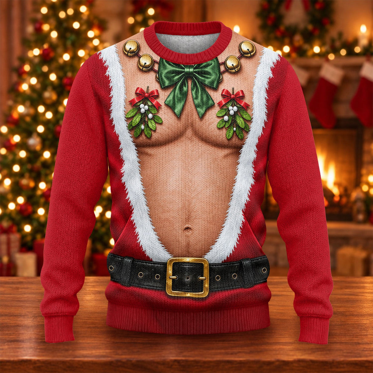Muscle Santa Suit Ugly Christmas Sweater, Holiday Party Sweater, Ugly Sweater Party
