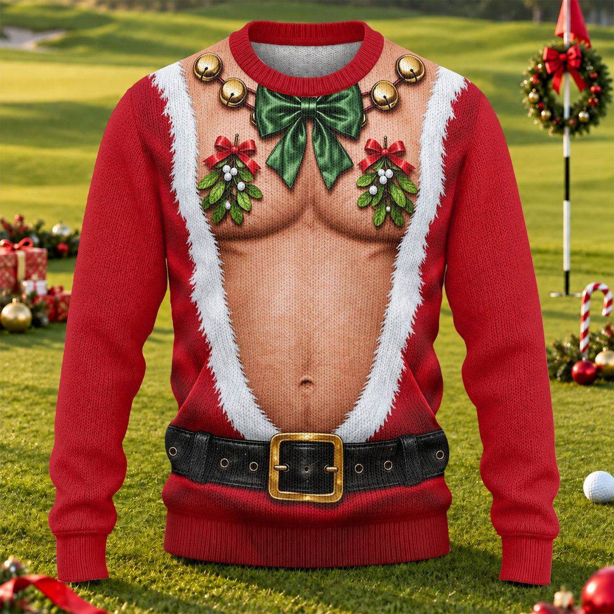 Muscle Santa Suit Ugly Christmas Sweater, Holiday Party Sweater, Ugly Sweater Party