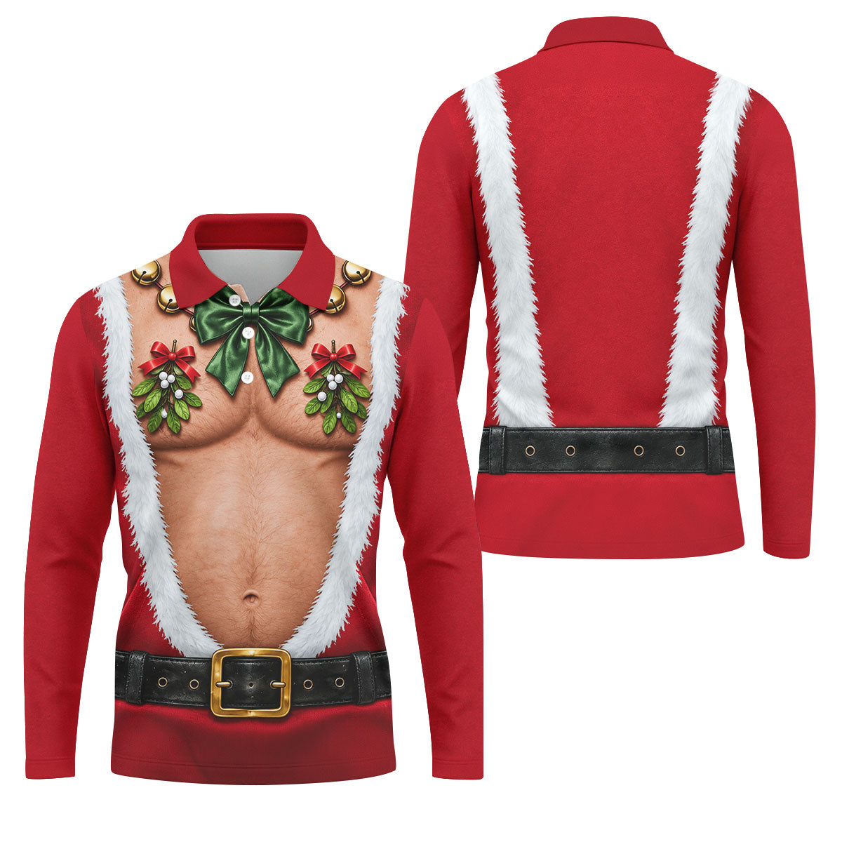 Santa Bare Belly Christmas Golf Shirt, Mens Golf Apparel, Golf Polo Shirts For Men