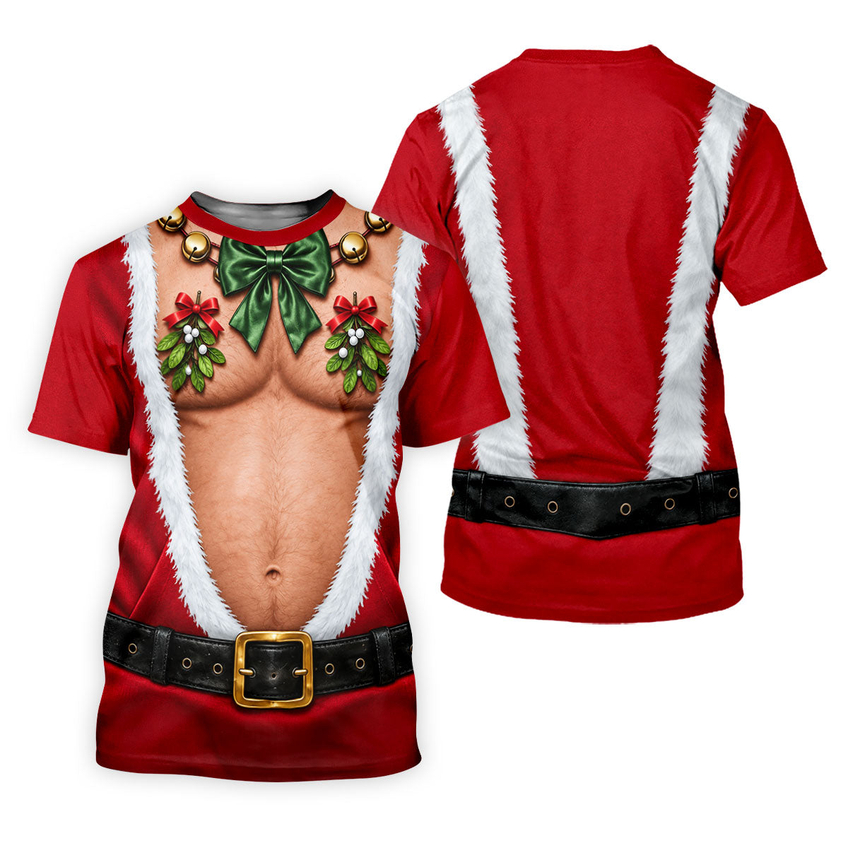 Santa Bare Belly Christmas Golf Shirt, Mens Golf Apparel, Golf Polo Shirts For Men