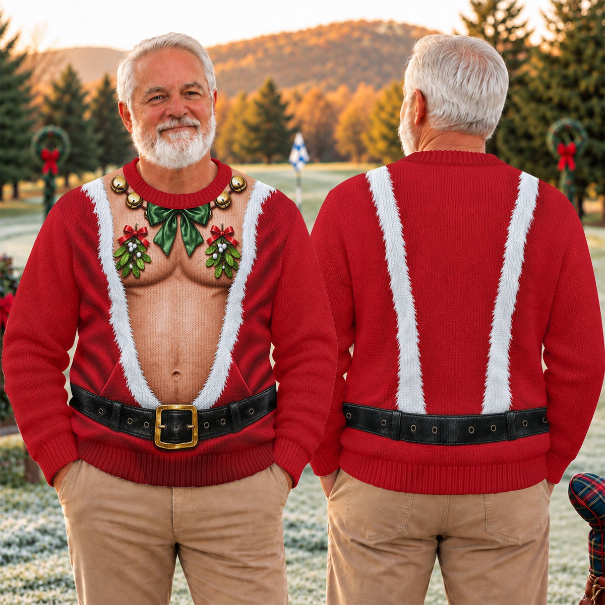 Muscle Santa Suit Ugly Christmas Sweater, Holiday Party Sweater, Ugly Sweater Party