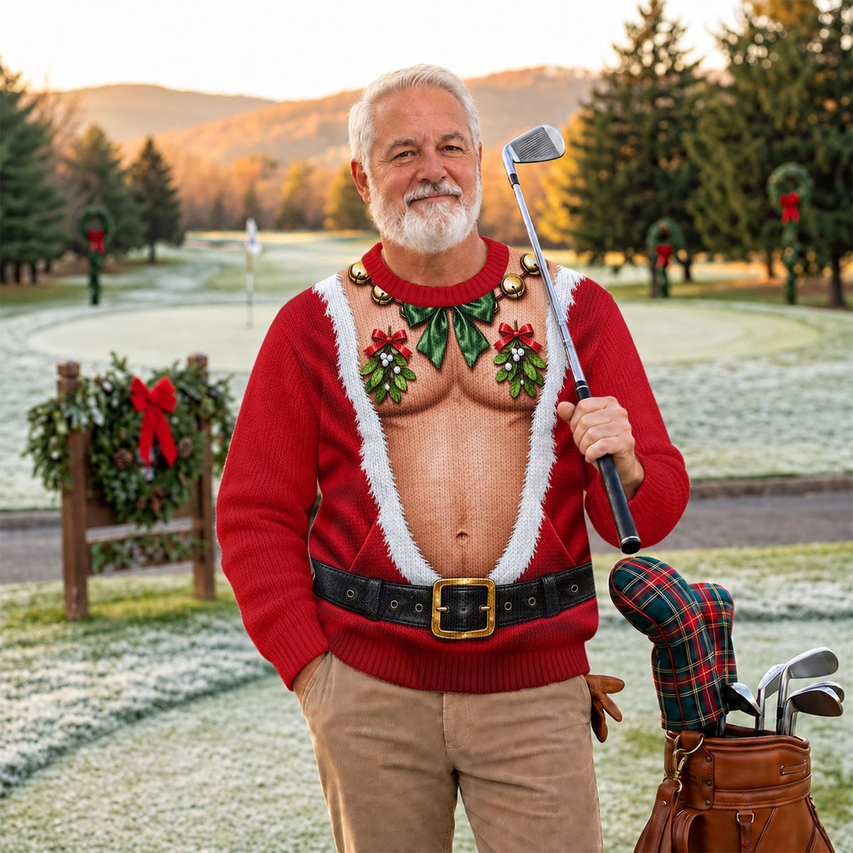 Muscle Santa Suit Ugly Christmas Sweater, Holiday Party Sweater, Ugly Sweater Party