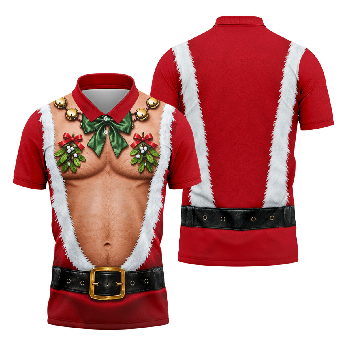Santa Bare Belly Christmas Golf Shirt, Mens Golf Apparel, Golf Polo Shirts For Men