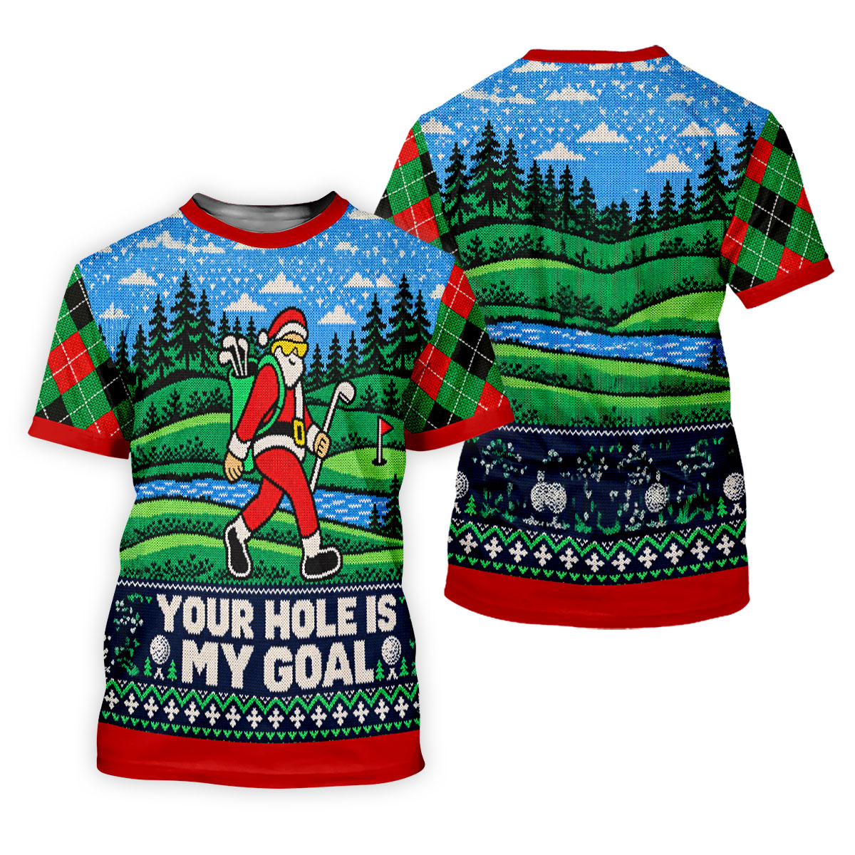 Your Hole Is My Goal Christmas Golf Shirt, Mens Golf Polo, Mens Holiday Golf Shirts