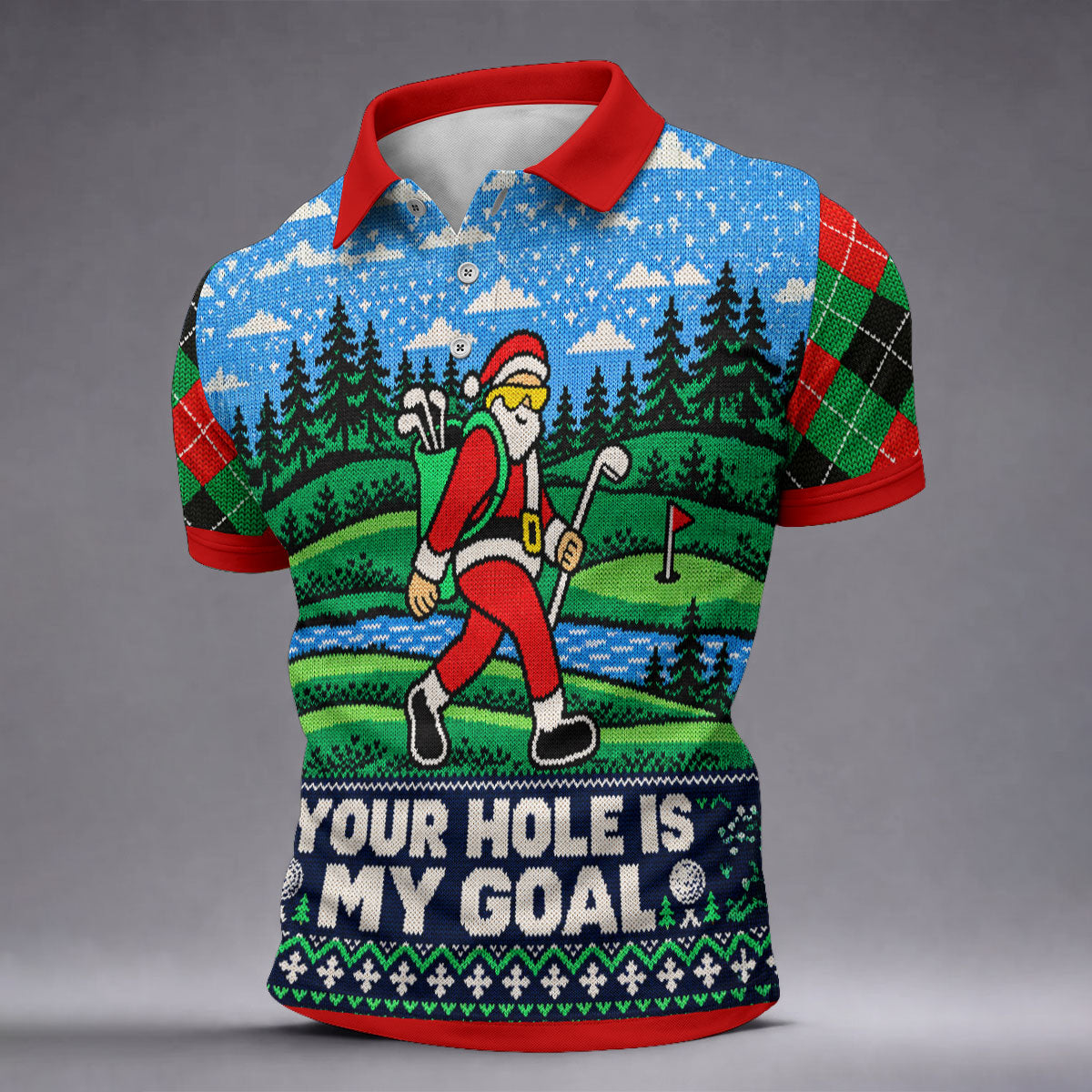 Your Hole Is My Goal Christmas Golf Shirt, Mens Golf Polo, Mens Holiday Golf Shirts