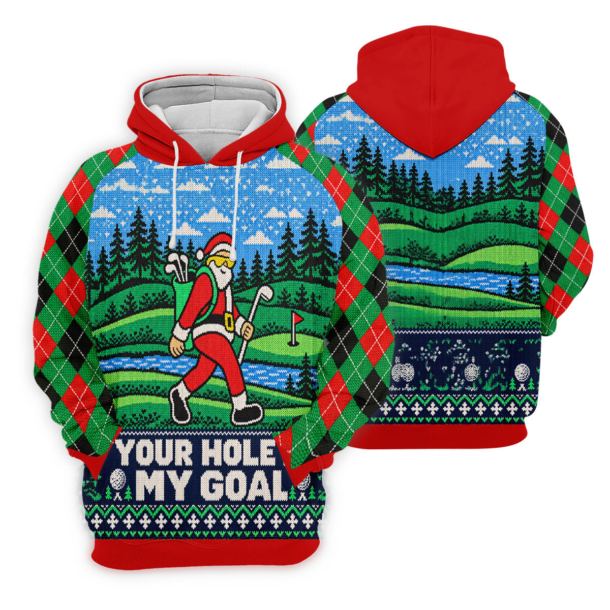 Your Hole Is My Goal Christmas Golf Shirt, Mens Golf Polo, Mens Holiday Golf Shirts