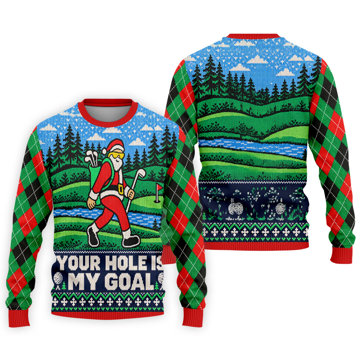 Your Hole Is My Goal Christmas Golf Shirt, Mens Golf Polo, Mens Holiday Golf Shirts