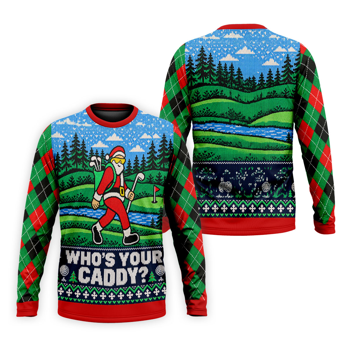 Who's Your Caddy Santa Christmas Golf Shirt, Golf Shirts For Men, Mens Golf Shirts