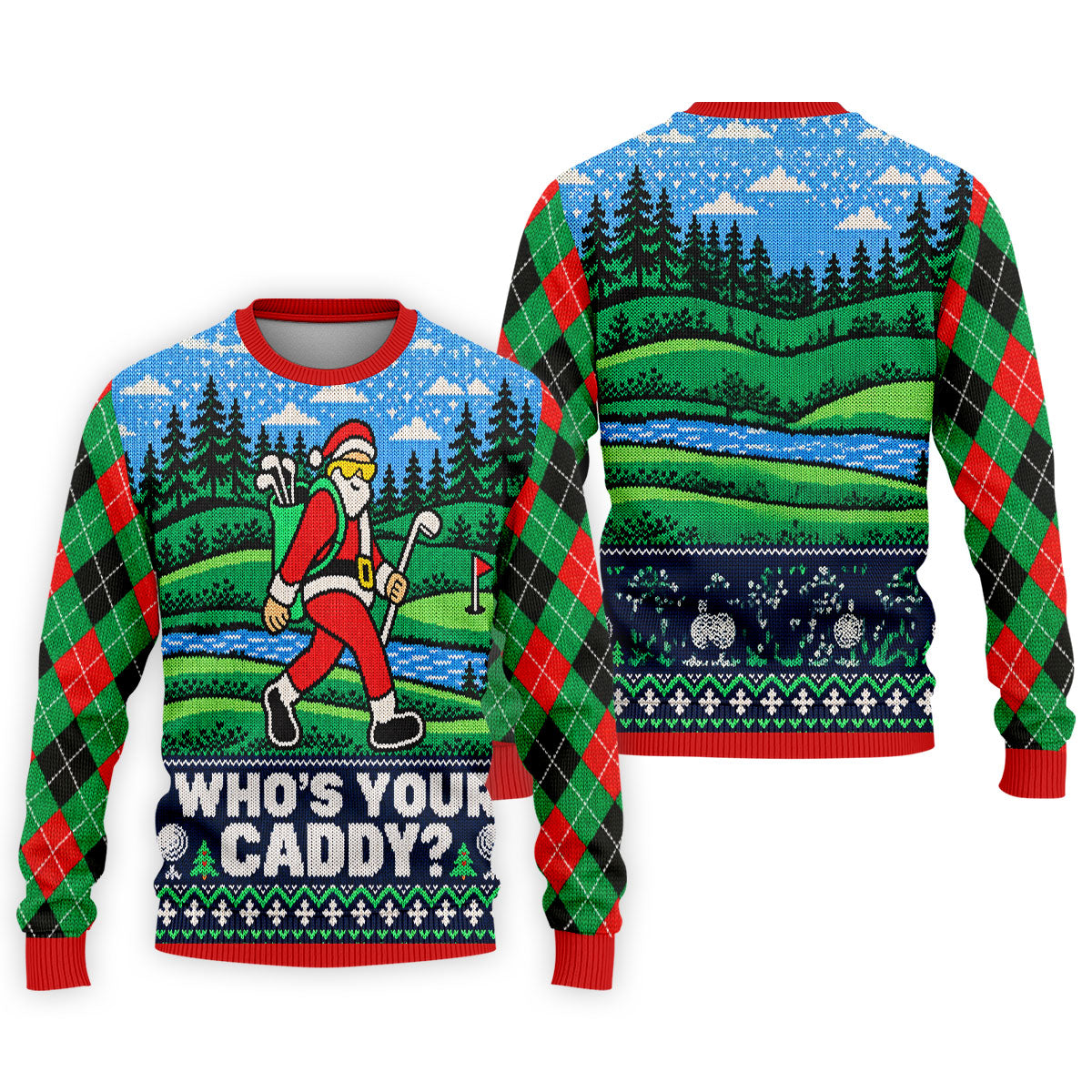 Who's Your Caddy Santa Christmas Golf Shirt, Golf Shirts For Men, Mens Golf Shirts