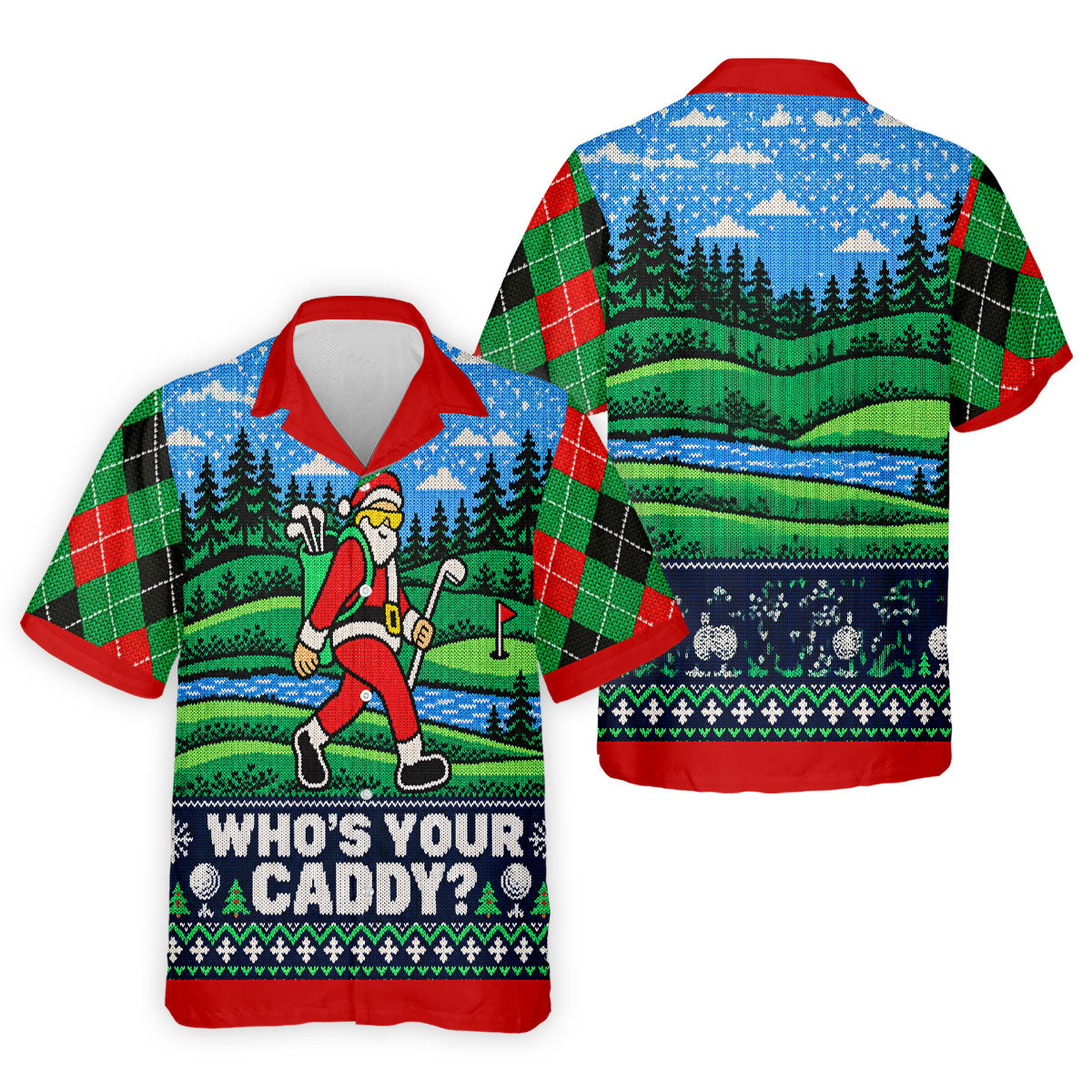 Who's Your Caddy Santa Christmas Golf Shirt, Golf Shirts For Men, Mens Golf Shirts