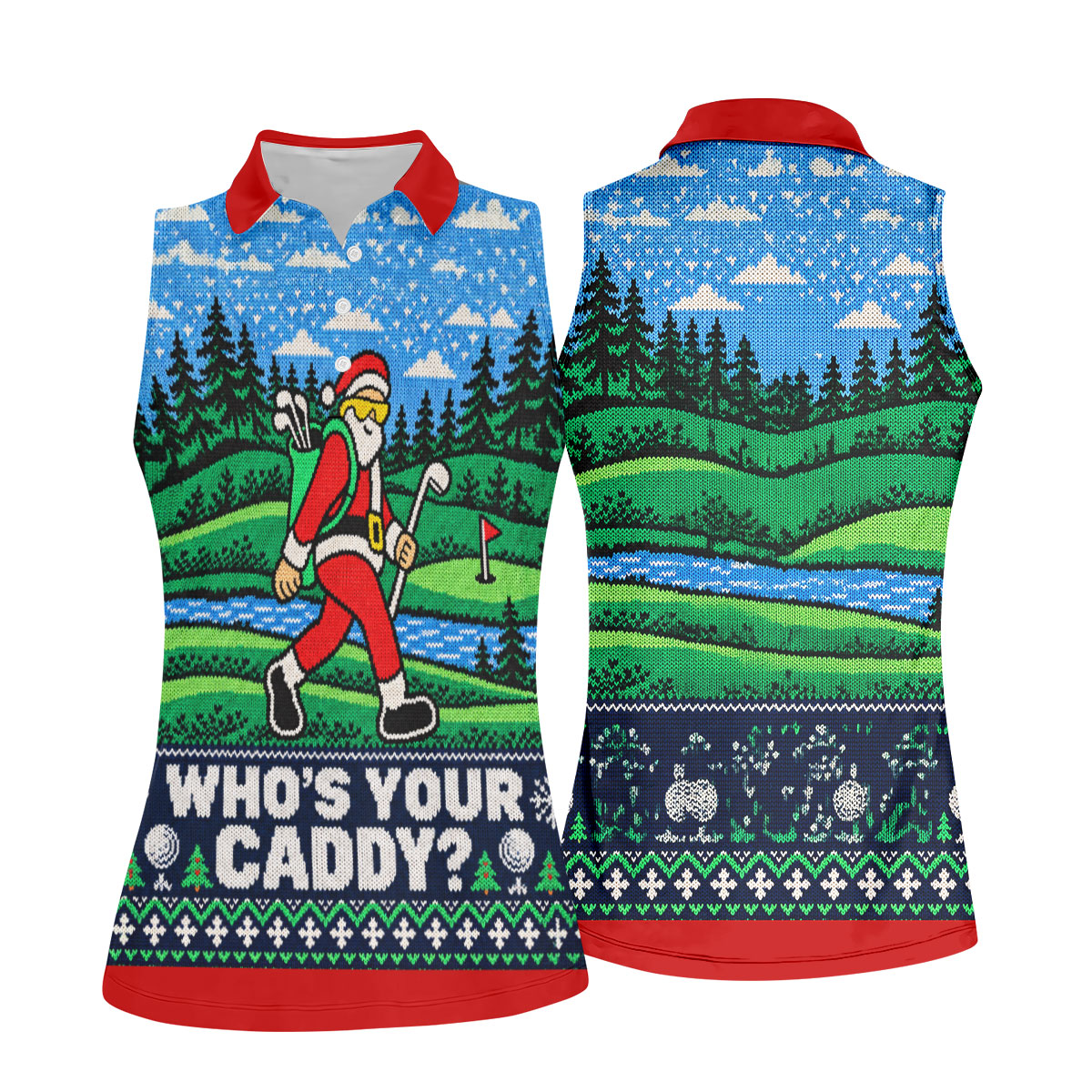 Who's Your Caddy Santa Christmas Golf Shirt, Womens Golf Tops, Womens Golf Apparel
