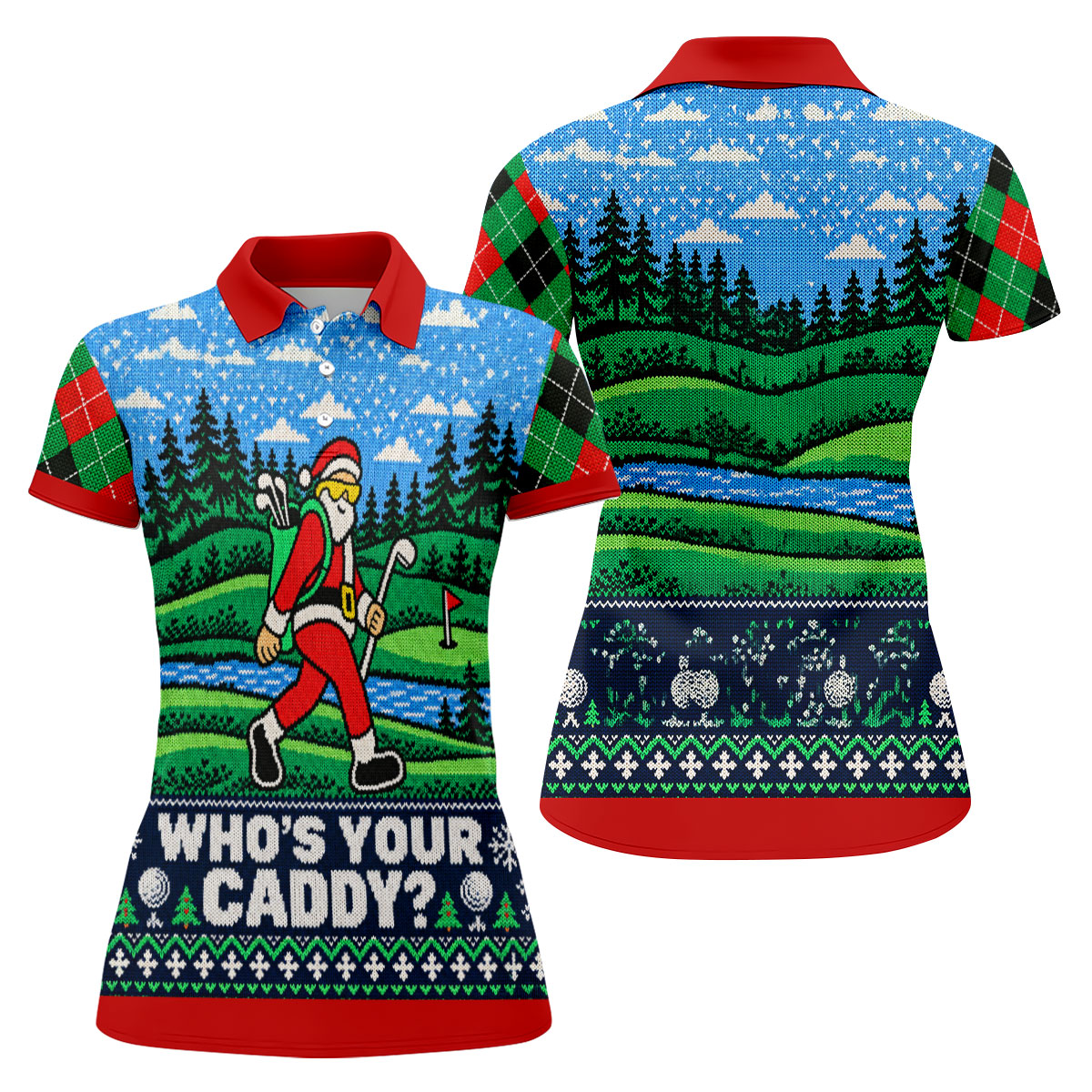 Who's Your Caddy Santa Christmas Golf Shirt, Womens Golf Tops, Womens Golf Apparel