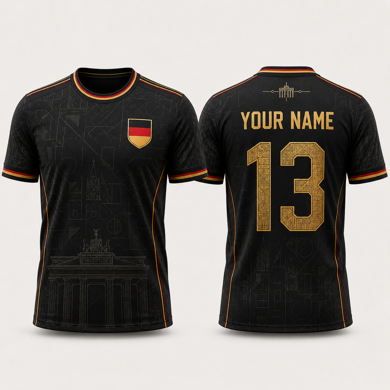 Iconic German Landmarks V-Neck For Men Football Lover, Germany Football Soccer Fan Gift