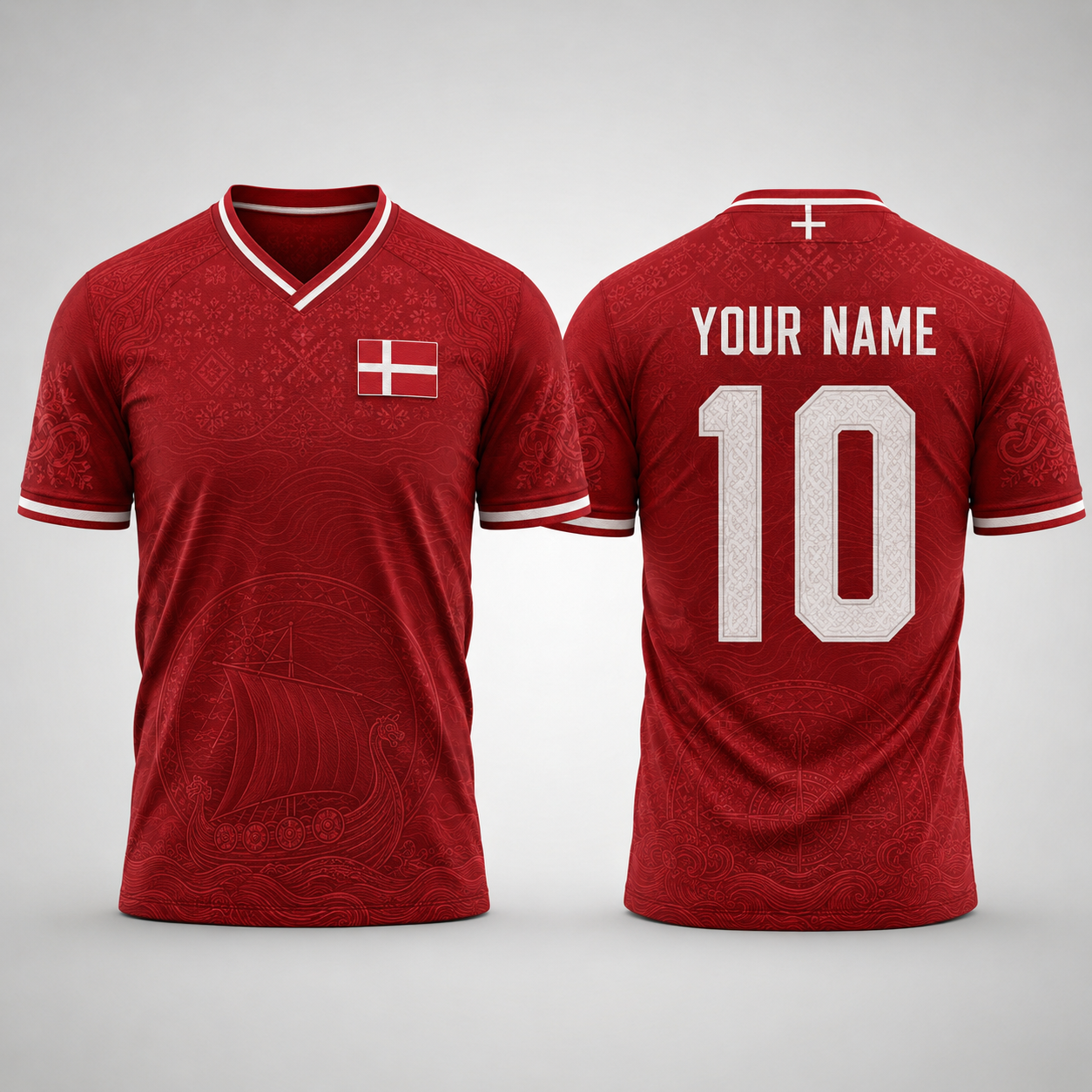 Denmark National Fooball Shirt, Squares of Diversity Football Team V-Neck For Men, Football Gifts