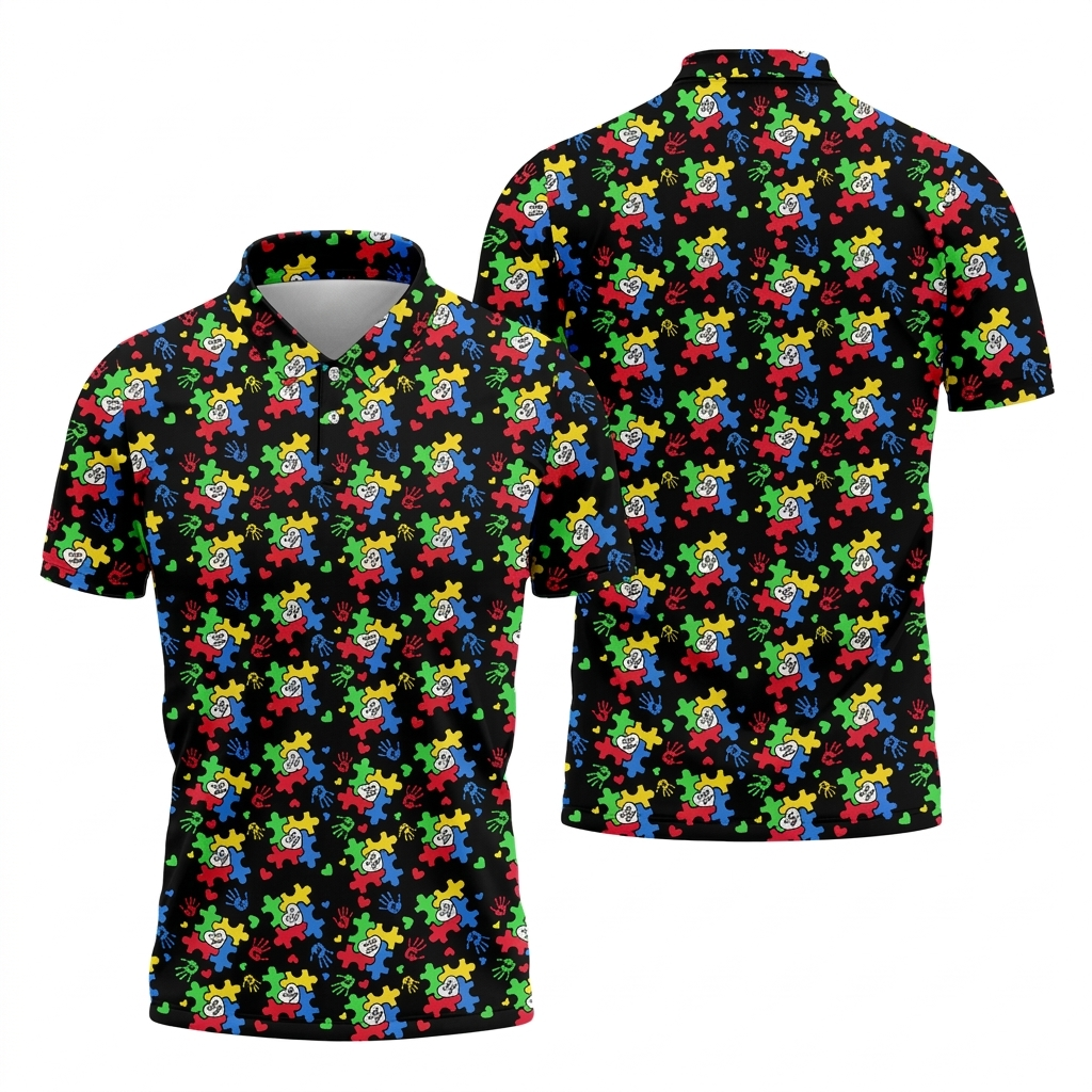 It's Okay To Be Different Autism Puzzle Golf Tops For Men, Autism Awareness Colors Golf Shirts For Men