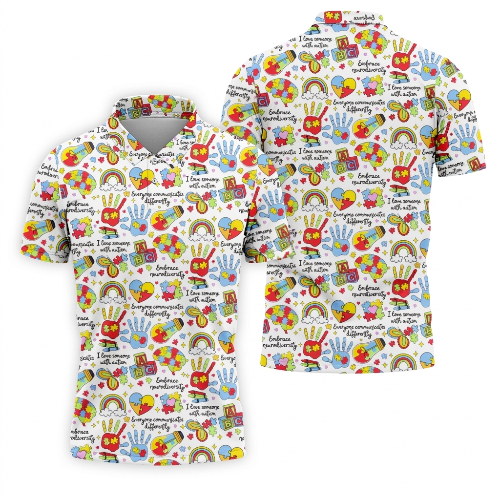 I Love Someone With Autism White Golf Shirt, Autism Awareness Color Polo Shirts For Men, Golf Shirts For Men