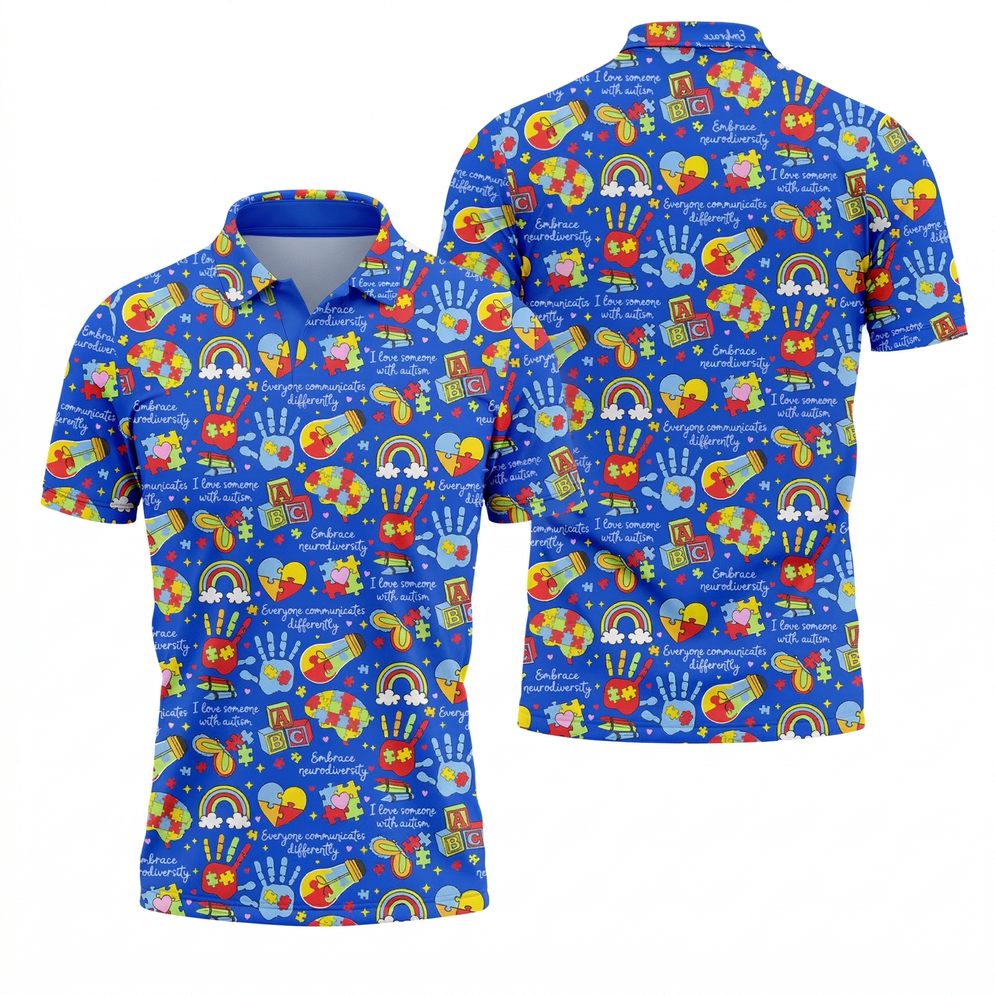 I Love Someone With Autism Blue Golf Shirt, Autism Awareness Color Polo Shirts For Men, Golf Shirts For Men