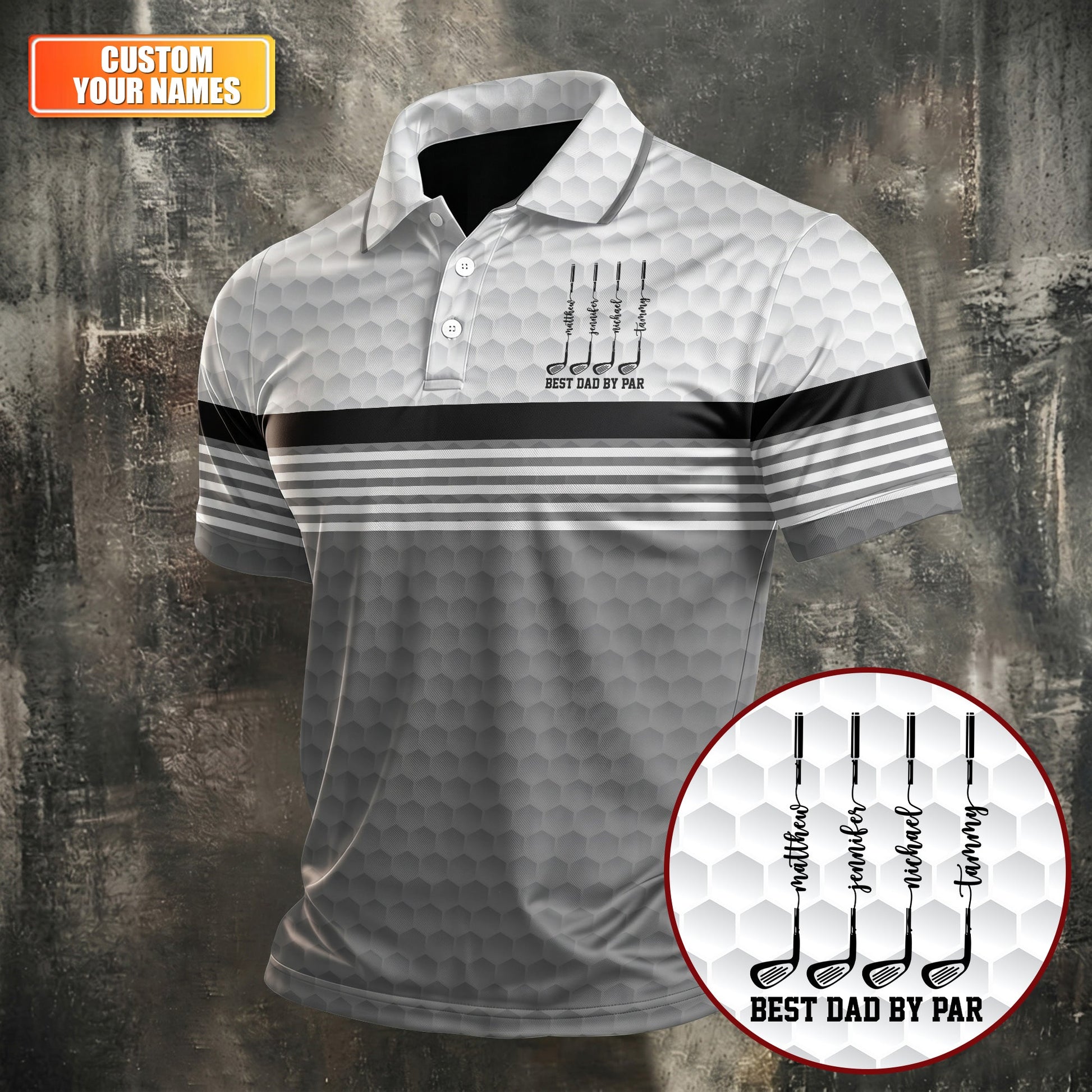 Best Dad By Par Golf Ball Pattern Father's Day Golf Shirt, Golf Gift For Dad, Polo Shirts For Men
