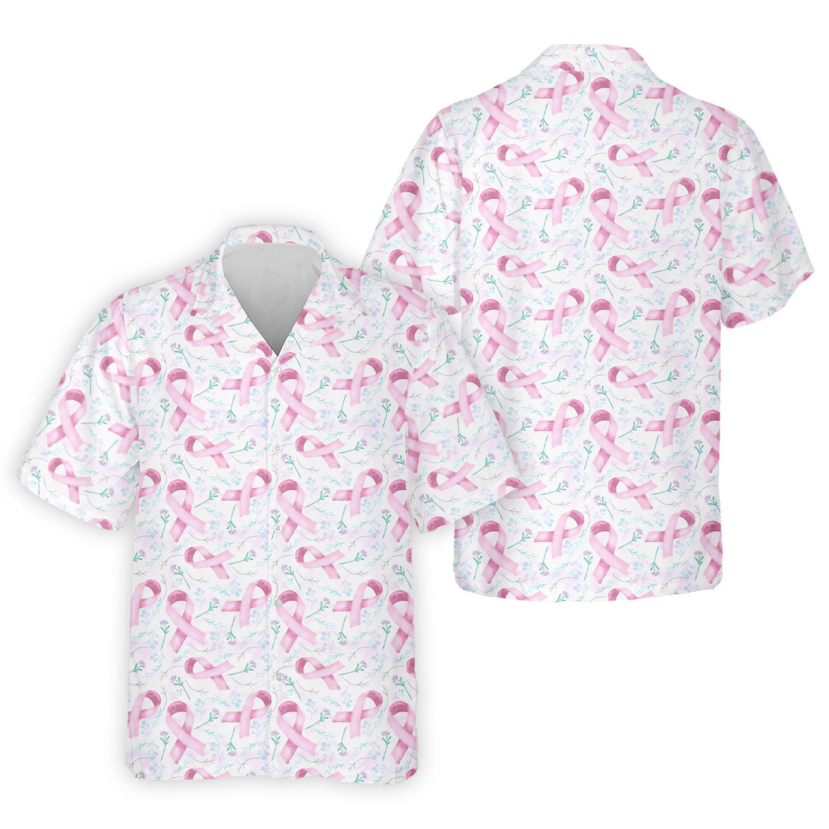 Pink Floral Breast Cancer Golf Shirt, Mens Golf Polo Shirts, White Polo ShirtMens, Golfing Apparel